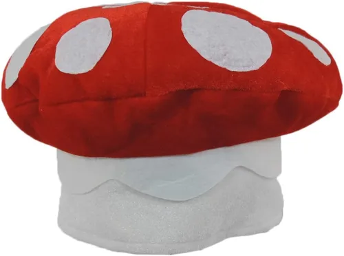Vista 2 de Sombrero de peluche de hongos manchados rojos y blancos