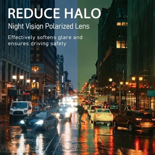 Vista 4 de Xfeel Gafas de conducción nocturna de aviador para hombres y mujeres, polarizadas, antirreflejos, lentes amarillas, lentes