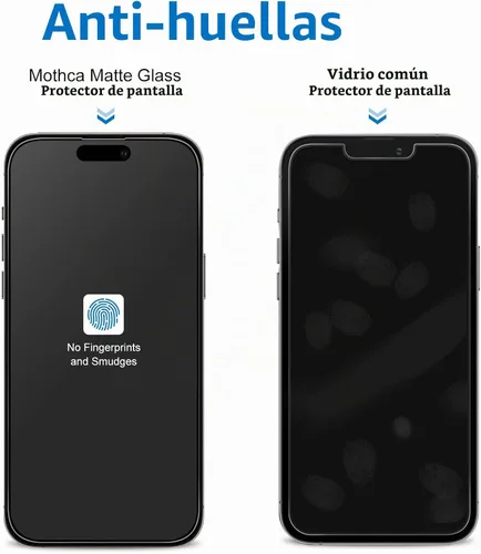 Vista 4 de Mothca - Protector de pantalla de vidrio mate para iPhone 14 Pro, antideslumbramiento y antihuellas, vidrio templado transparente, compatible