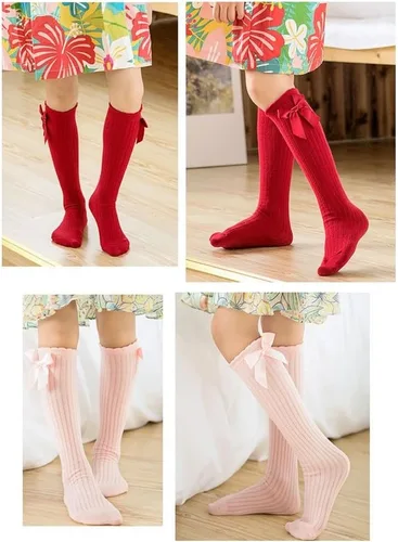 Vista 2 de QandSweat - Calcetines altos hasta la rodilla para niñas de 0 a 8 años