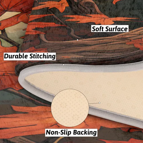 Vista 6 de cfpolar Autumn Maple Leaves Branches Bathroom Rugs Non-Slip Bath Rug Microfiber Bath Mat Absorbent Kitchen Mats and Rugs Machine Washable Oval Plush