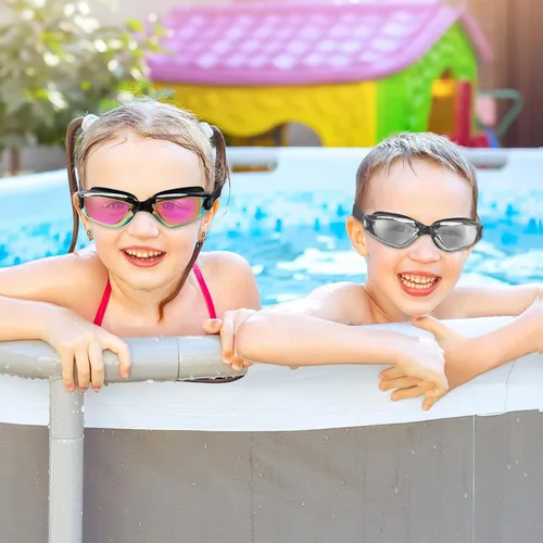 Vista 7 de Gafas de natación para niños, paquete de 2 gafas de natación antivaho a prueba de fugas, gafas de natación para niños de 3 a 14 años de edad