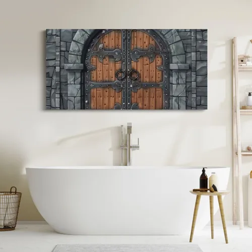 Vista 5 de Castle Walls Canvas Wall Art,Medieval Themed Modern Wall Hangings Posters,Knight Wall Canvas Wall Decor Bathroom Artwork,38"Lx19"W