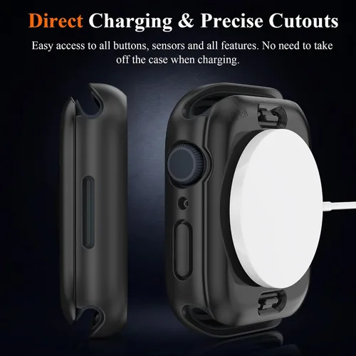 Vista 7 de YMHML - Funda impermeable para Apple Watch Series 9 de 1.772 pulgadas, protector de pantalla de vidrio templado 360, cubierta frontal