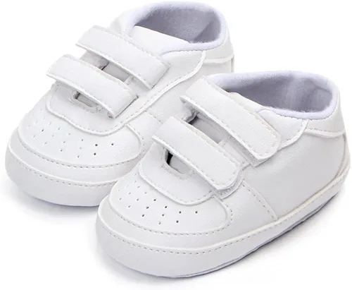 Vista 5 de KKIIDDSS Unsex - Zapatos de piel sintética para bebés y niñas, con parte superior alta, con cordones, suela suave, antideslizantes, para recién