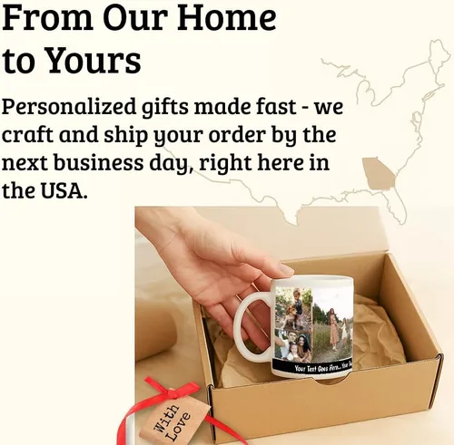 Vista 4 de Taza de cerámica personalizada con fotos, taza de café personalizada, personalizable con imágenes, texto, fotos, logotipos - Taza de café