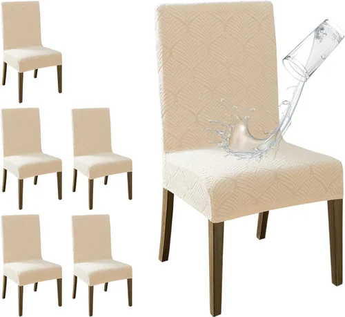 Vista 40 de MOSAYT Juego de 2 fundas para sillas de comedor 100% impermeables, súper ajuste elástico jacquard Parson, fundas extraíbles y lavables para sillas