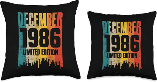 Vista 3 de December 1986 35 Years Old Birthday Limited Edition Vintage Throw Pillow