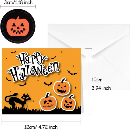 Vista 3 de TUPARKA Paquete de 30 tarjetas de felicitación de Halloween con sobres y calcomanías de Halloween, 6 diseños de Halloween