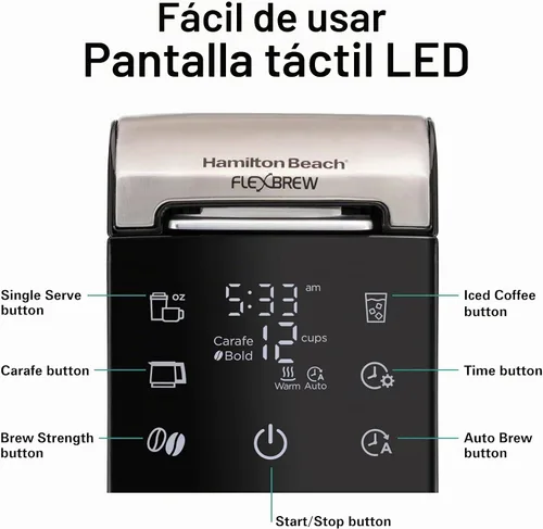 Vista 9 de [Usado] Hamilton Beach Flexbrew Advanced - Cafetera de goteo 5 en 1 y una sola