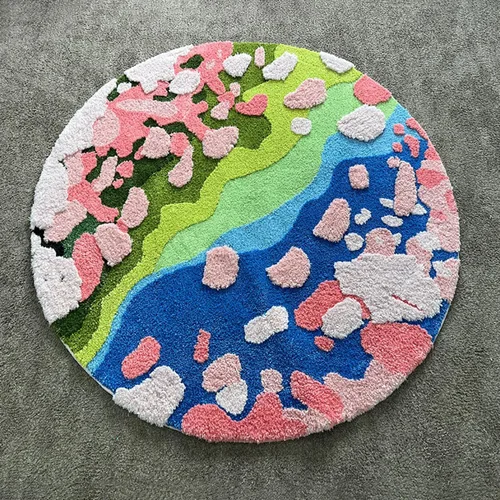 Vista 18 de Alfombra de musgo 3D estéreo, alfombra floral, bonita alfombra de baño verde, antideslizante, suave, lanuda y absorbente, alfombra de baño
