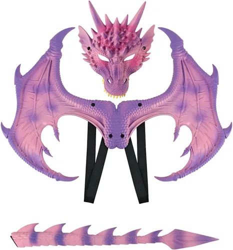 Vista 5 de Himine Alas de dragón Props Cosplay Wing con máscara de cola