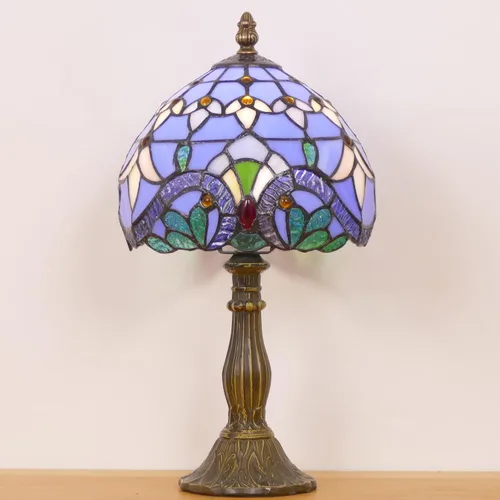 Vista 7 de Pequeña lámpara Tiffany Mini lámpara de mesa de vitral, lámpara de acento de mesita de noche, memoria, condolencias de 8 x 14.5 pulgadas