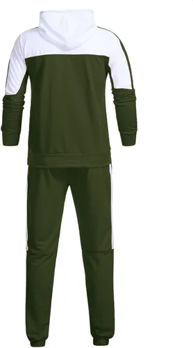 Vista 4 de Conjunto deportivo para hombre, traje de ocio, color sólido, cremallera, suéter, pantalones, traje deportivo, conjunto casual para hombres