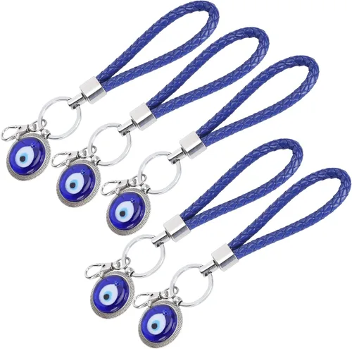Vista 3 de 5 llaveros de mal de ojo, dije azul de ojo malvado, colgantes de cristal turco para manualidades con llavero, adorno colgante, accesorios