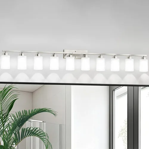 Vista 31 de IZORRO Lámparas de baño, modernas luces de tocador, accesorios de iluminación de baño sobre espejo con pantalla de vidrio transparente, aplique