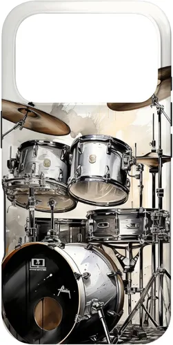 Vista 30 de Vintage Drum Set Drawing Funda para iPhone 17