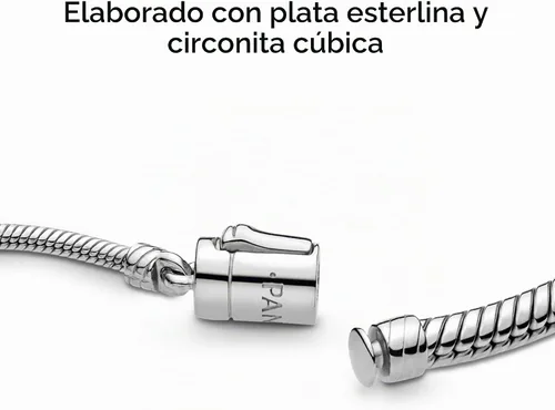 Vista 4 de PANDORA Jewelry Moments Slider - Pulsera de circonita cúbica con dije de serpiente en plata de ley
