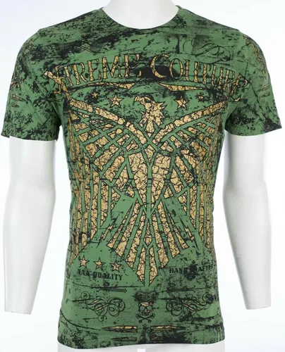 Vista 4 de Xtreme Couture by Affliction Camiseta para hombre Connect Eagle Wings Verde