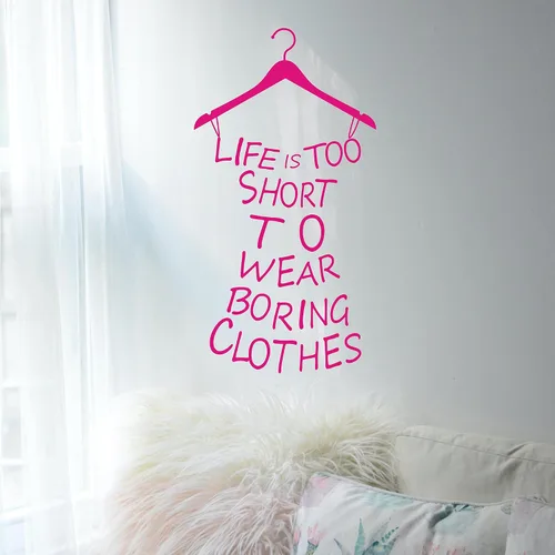 Vista 3 de Proverb Series Life Is Too Short to WearFashion Lady's - Vinilo removible para decoración de pared, calcomanía mural con texto en inglés "Life Is