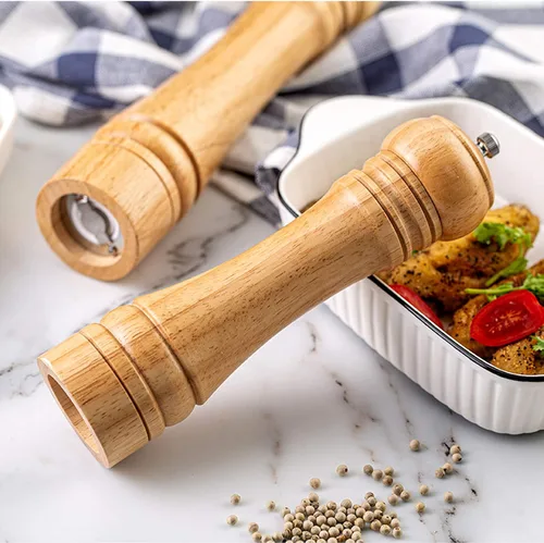 Vista 5 de Molinillo de pimienta de madera recargable, molinillo de pimienta, juego de molinillo de sal y pimienta ajustable, accesorios de cocina, molinillo
