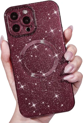 Vista 13 de LoeoeL Funda para iPhone 12 con Purpurina Compatible con Magsafe, Femenina Linda Brillante Magnética Mag Safe Bonita Funda para Teléfono