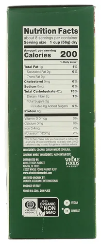 Vista 2 de Whole Foods Market, Rigatoni orgánico, 16 onzas