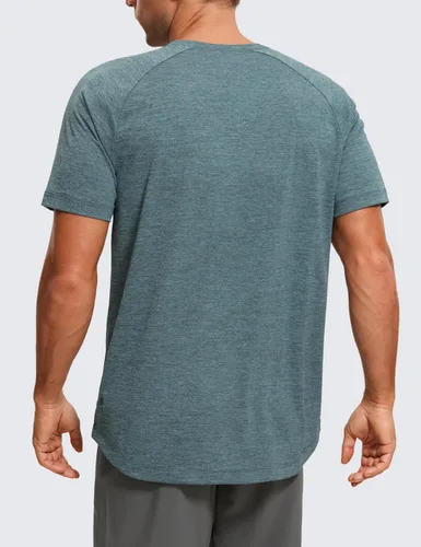 Vista 2 de CRZ YOGA Crewneck Workout Shirts for Men - Quick Dry Running Athletic T-Shirts Lightweight Basic Tops