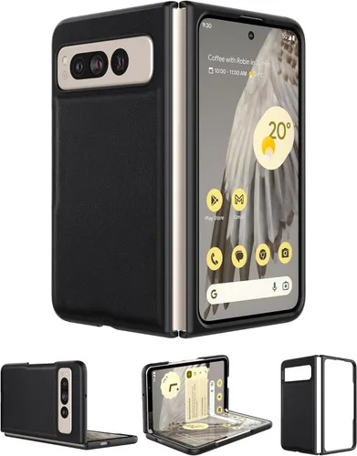 Vista 10 de Funda delgada de cuero para Pixel 9 Pro Fold (2024), sin protector de pantalla, soporte de carga inalámbrica, ultradelgada a prueba de golpes, funda