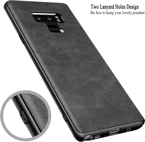 Vista 5 de Funda para Samsung Galaxy Note 9, delgada, de piel sintética, estilo vintage, a prueba de golpes, ligera, de poliuretano termoplástico suave