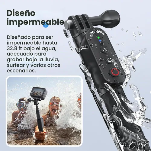 Vista 3 de Control remoto Selfie Stick recargable impermeable 39.4 in estirable compatible con cámara de acción Insta360/Gopro y iOS Android Smartphone