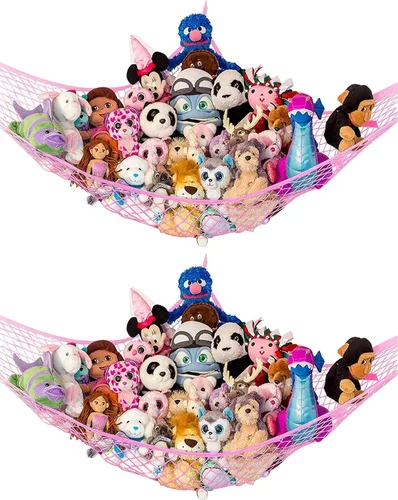 Vista 13 de Hamaca para animales de peluche, grande, almacenamiento de animales de peluche en esquina y red de peluche, hamaca de juguete para animales