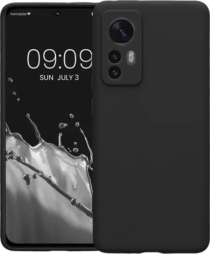 Vista 4 de kwmobile Funda compatible con Xiaomi 12/12X - Funda protectora delgada de TPU para teléfono - Acabado mate suave - Negro mate