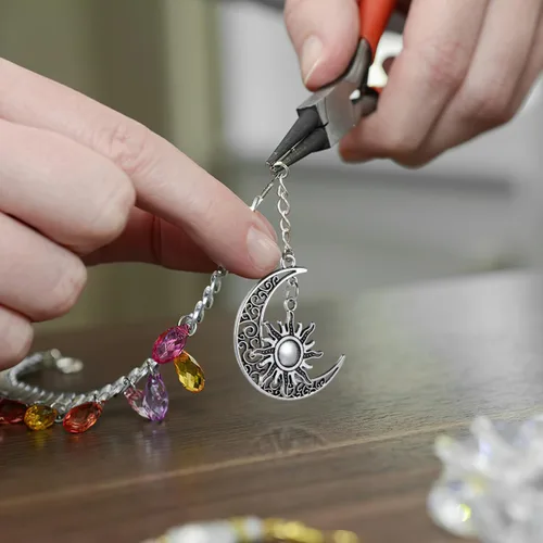 Vista 6 de SEWACC 10 dijes de luna y sol, suministros de fabricación de joyas para pulseras, collares, manualidades