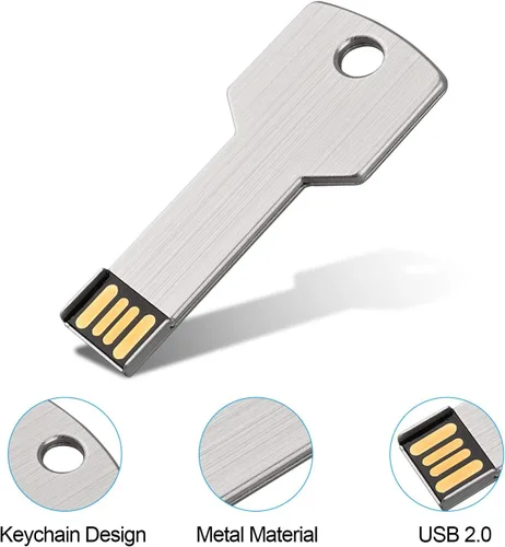 Vista 6 de Unidad flash USB con forma de llave de 16 GB, paquete de 5 unidades K&ZZ Metal Thumb Drive USB2.0 Memoria de disco flash USB Stick Disco
