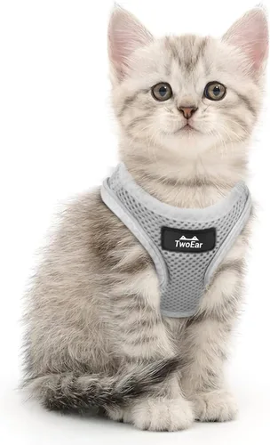 Vista 17 de TwoEar Arnés de gato a prueba de escape, suave chaleco ajustable para perro, de malla transpirable, chaqueta reflectante de fácil control para Negro