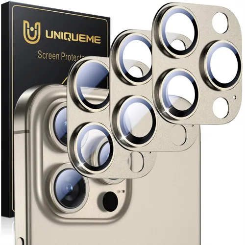 Vista 79 de UniqueMe para Paquete de 3 Protectores de Lente de Cámara para iPhone 15 Pro/iPhone 15 Pro Max, [Protección contra Caídas] [Compatible con Fundas]
