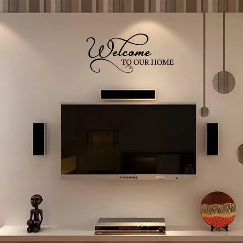 Vista 6 de Bienvenido a nuestro hogar Vinilo removible DIY Adhesivo de pared Decoración del hogar para sala de estar comedor