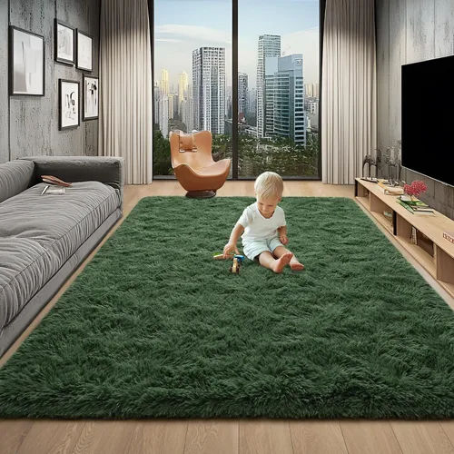 Vista 17 de Foxmas Alfombras de Área Suaves y Esponjosas para Dormitorio, Habitación de los Niños, Alfombra de Guardería de Felpa Peluda, Alfombras Peludas