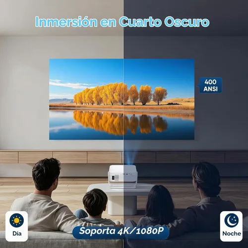Vista 6 de Wielio Proyector inteligente con Wifi Bluetooth 400 ANSI para Google TV