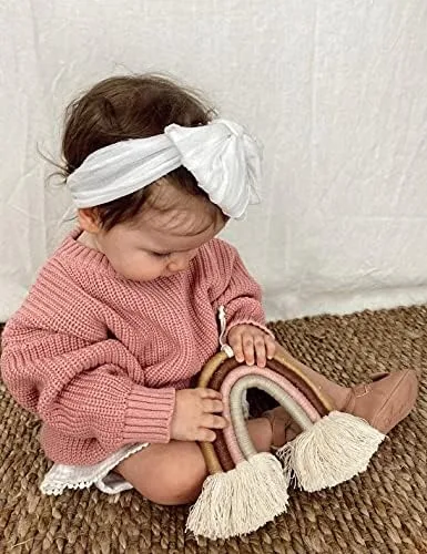 Vista 3 de Suéter tejido de manga larga con cuello redondo para bebé y niña, sudadera cálida para otoño e invierno