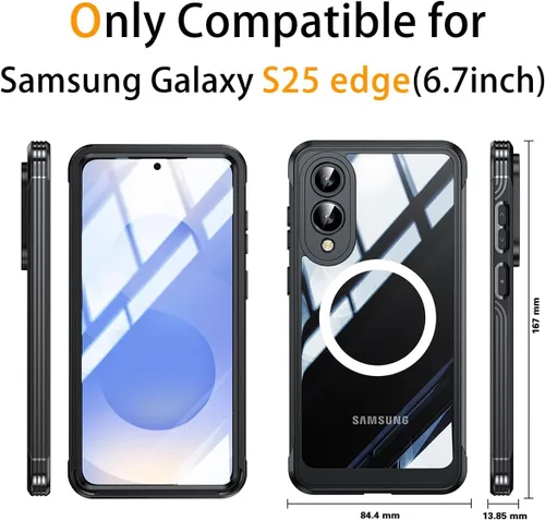 Vista 2 de Funda de privacidad para Samsung Galaxy S25 Edge, compatible con MagSafe, Galaxy S25 Edge, funda magnética con protector de pantalla de privacidad