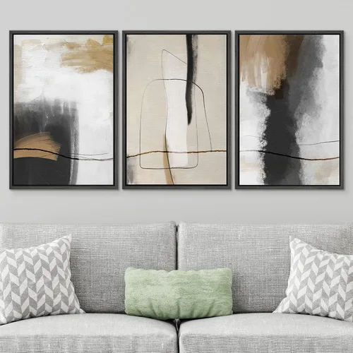 Vista 37 de SIGNWIN Lienzo enmarcado para pared, juego de arte pastel con cadena montañosa, bosque, niebla, naturaleza silvestre, ilustraciones modernas, arte