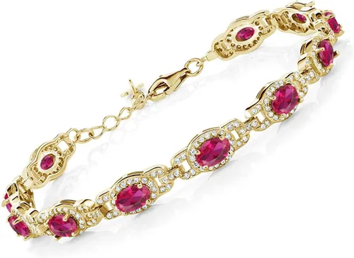 Vista 18 de Gem Stone King Oval Halo Gemstone Tennis Bracelet Nano Esmeralda