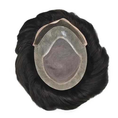 Vista 3 de Tupé para hombres Piezas de cabello humano real para hombres Sistema de reemplazo de cabello para hombres Encaje Toupee Hairpieces para adelgazar