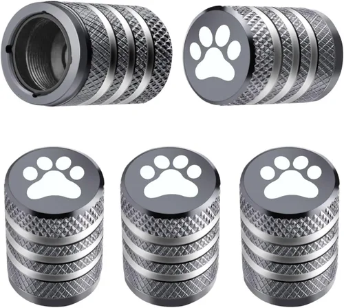 Vista 38 de Tapones para vástago de válvula de neumático, paquete de 5, tapa de aire de neumático N2, metal nitrógeno con forro de plástico, resistente a