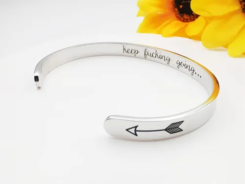Vista 188 de Pulseras inspiradoras para mujer, joyería de acero inoxidable, con refranes, pulsera motivacional con mensaje oculto, pulseras grabadas para mejor
