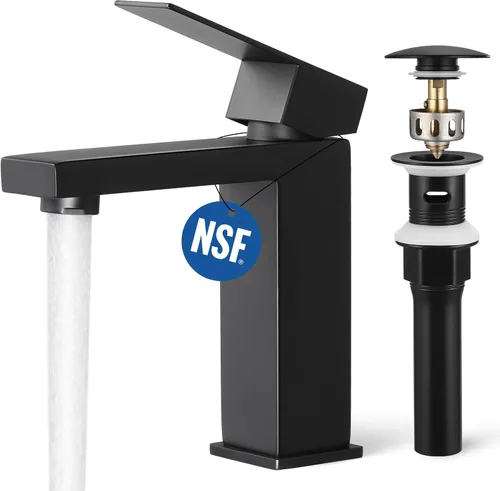Vista 17 de KES Grifo de Baño Negro de un Solo Agujero, Grifo de Lavabo de Acero Inoxidable con Una Manija, Mate Negro Certificado cUPC, L3156ALFF12-BK