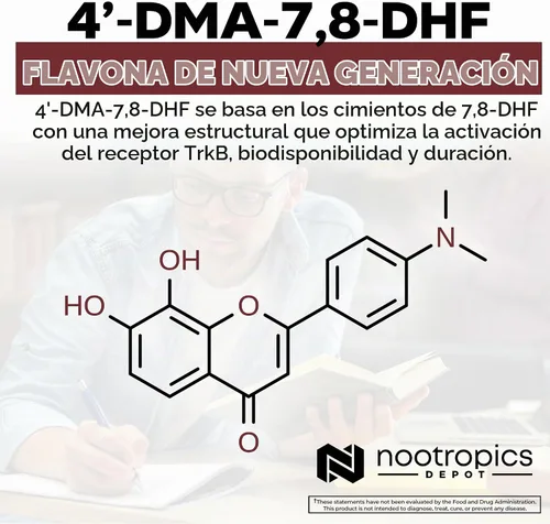 Vista 5 de Nootropics Depot Cápsulas 4'-DMA-7,8-DHF 10 mg 90 unidades 4'-DMA-7,8-dihidroxiflavona