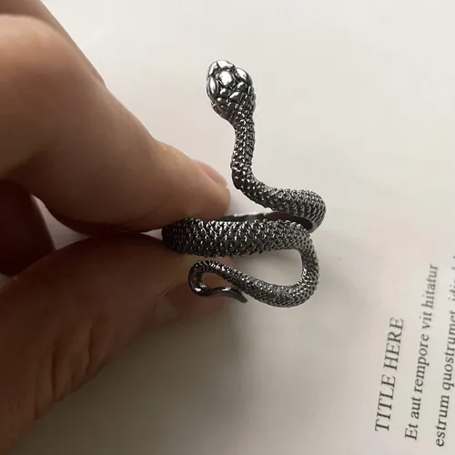Vista 4 de Anillo largo tiantian serpiente para mujer Animal Punk Vintage Anillos ajustables plata serpiente anillos